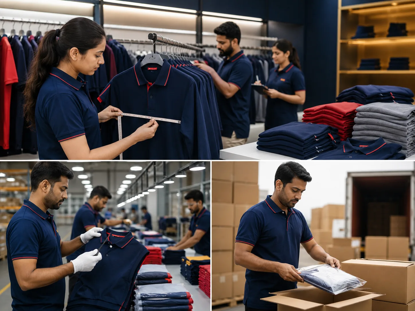 Uniform quality inspection, finishing and packing process
